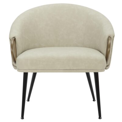 Zita Accent Chair in Vintage Ivory Faux Leather and Black and Aged Gold 403-668IV 403 668IV 4