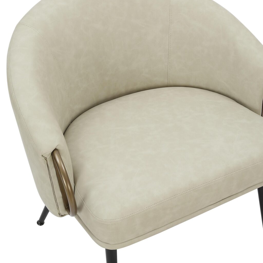 Zita Accent Chair in Vintage Ivory Faux Leather and Black and Aged Gold - Image 6