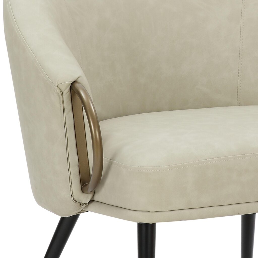 Zita Accent Chair in Vintage Ivory Faux Leather and Black and Aged Gold - Image 7