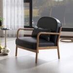 Fani Accent Chair, Faux Leather in Black and Walnut 403-926BLK 403 926BLK 1