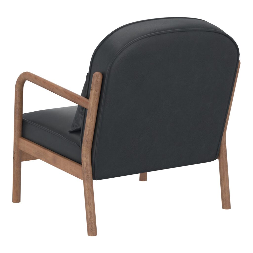 Fani Accent Chair, Faux Leather in Black and Walnut - Image 3