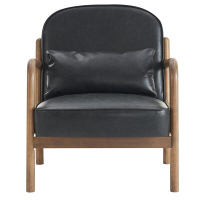 Fani Accent Chair, Faux Leather in Black and Walnut 403-926BLK 403 926BLK 4