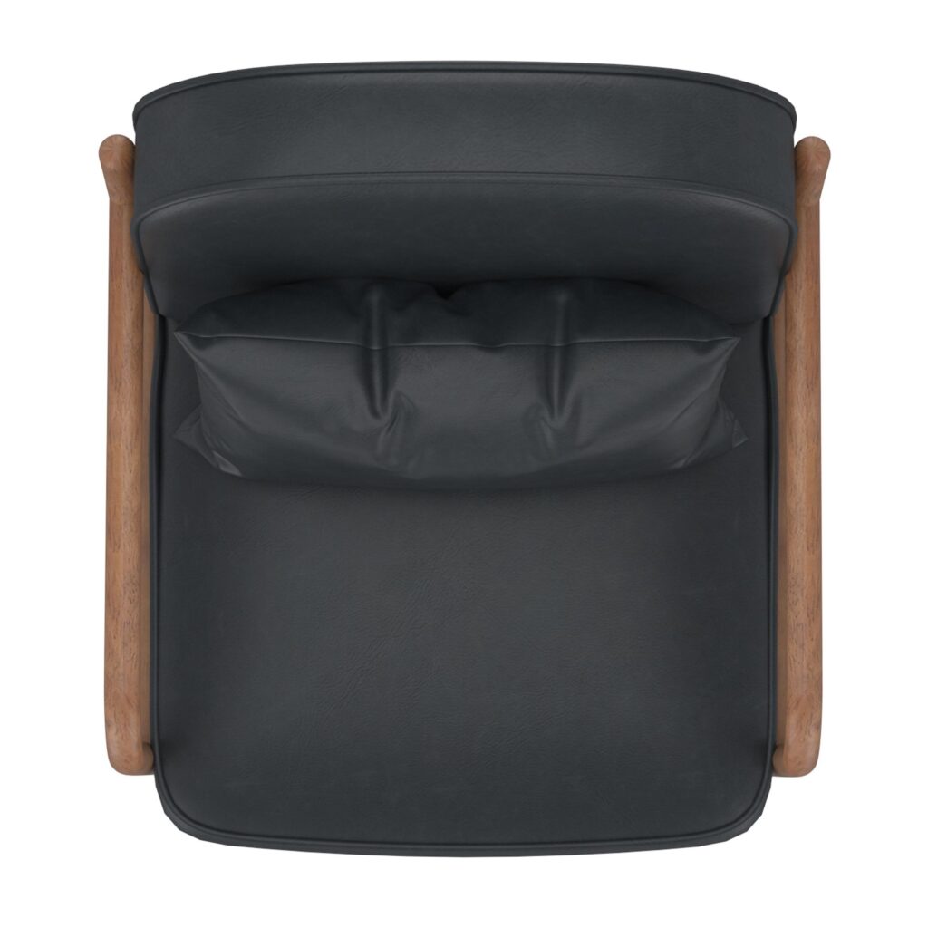 Fani Accent Chair, Faux Leather in Black and Walnut - Image 6