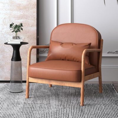 Fani Accent Chair, Faux Leather in Saddle and Walnut 9 Fani Accent Chair, Faux Leather in Saddle and Walnut 403-926SD 403 926SD 1
