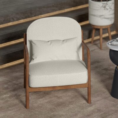 Fani Accent Chair, Fabric in White Boucle and Walnut 9 Fani Accent Chair, Fabric in White Boucle and Walnut 403-926WT 403 926WT 1