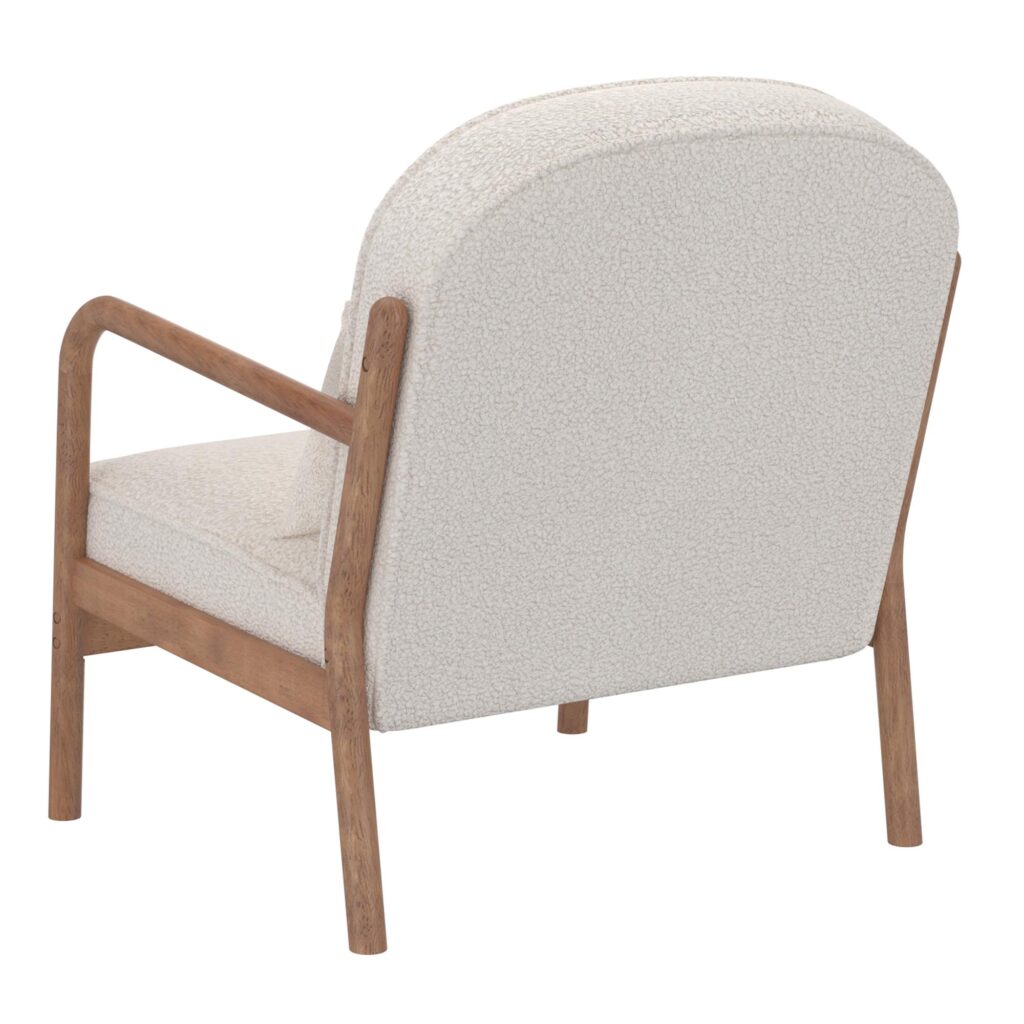 Fani Accent Chair, Fabric in White Boucle and Walnut - Image 3