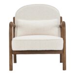 Fani Accent Chair, Fabric in White Boucle and Walnut 403-926WT 403 926WT 4