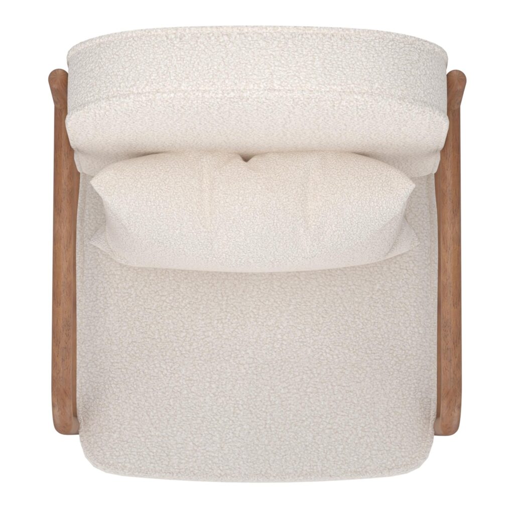 Fani Accent Chair, Fabric in White Boucle and Walnut - Image 6