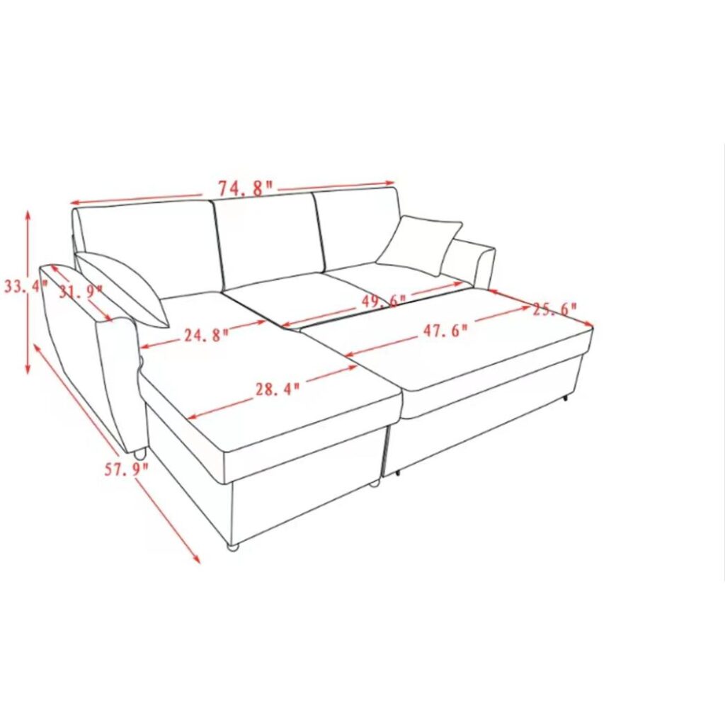 Aria Sleeper Sofa Bed - Light Beige - Image 4