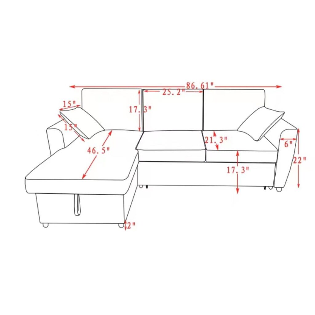 Aria Sleeper Sofa Bed - Beige - Image 3