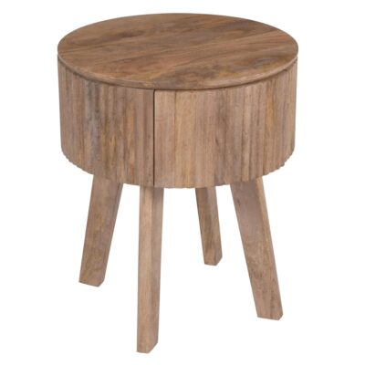 Balark Round 1 Drawer Accent Table in Natural