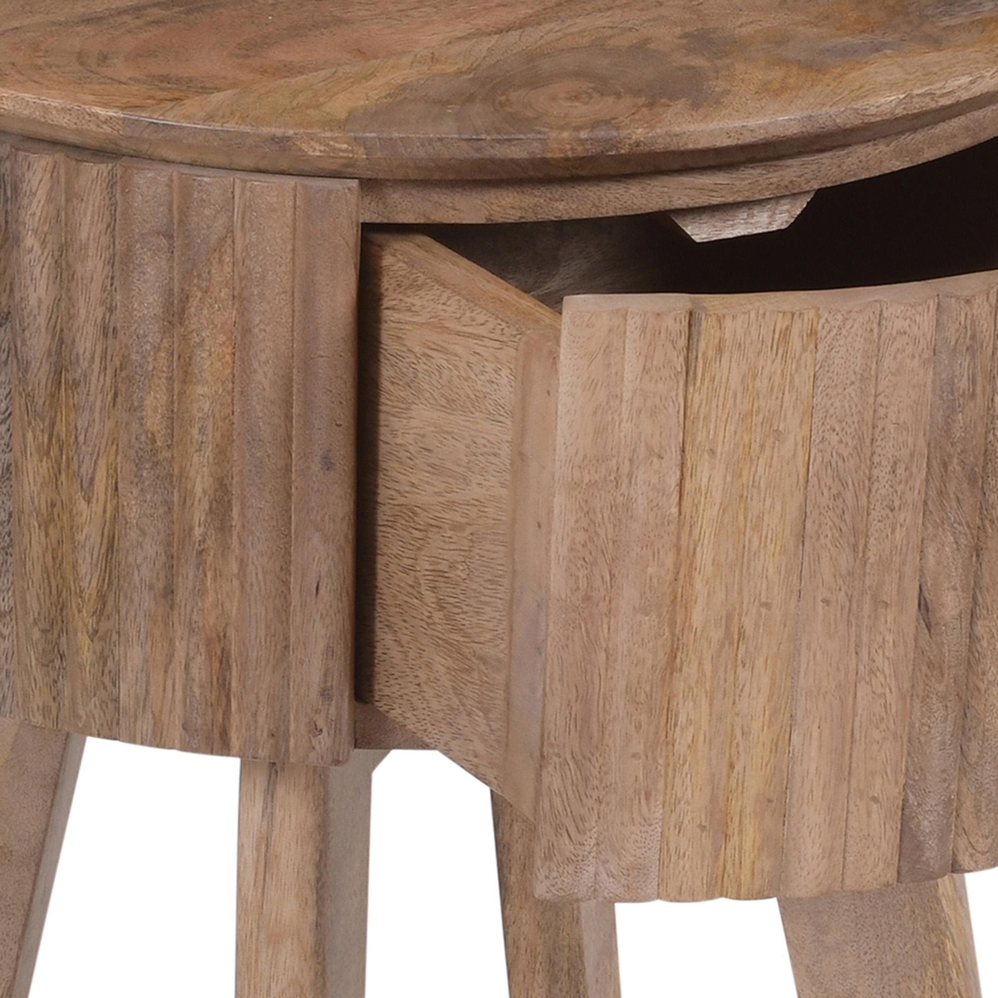 Balark Round 1 Drawer Accent Table in Natural 5 Balark Round 1 Drawer Accent Table in Natural - Image 5