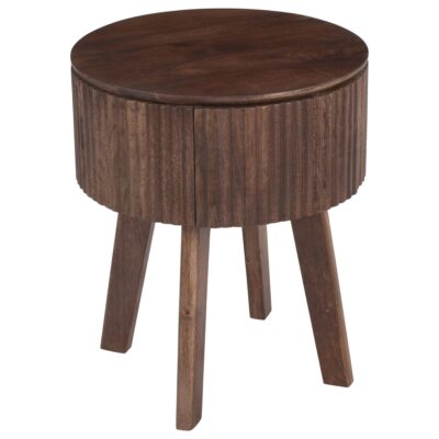Balark Round 1 Drawer Accent Table in Walnut