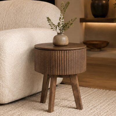 Balark Round 1 Drawer Accent Table in Walnut 9 Balark Round 1 Drawer Accent Table in Walnut 501-071WAL 501 071WAL 1