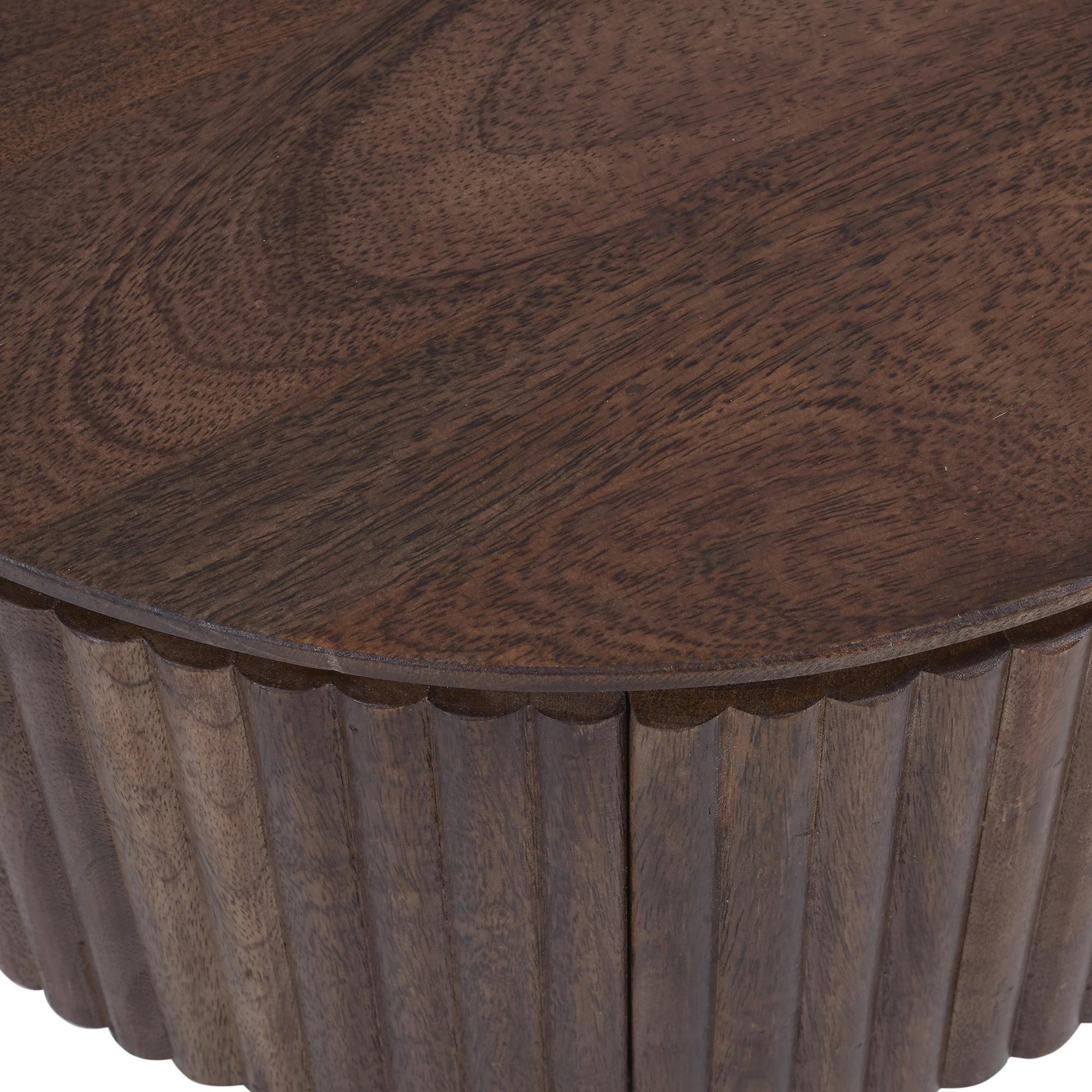Balark Round 1 Drawer Accent Table in Walnut 6 Balark Round 1 Drawer Accent Table in Walnut - Image 6
