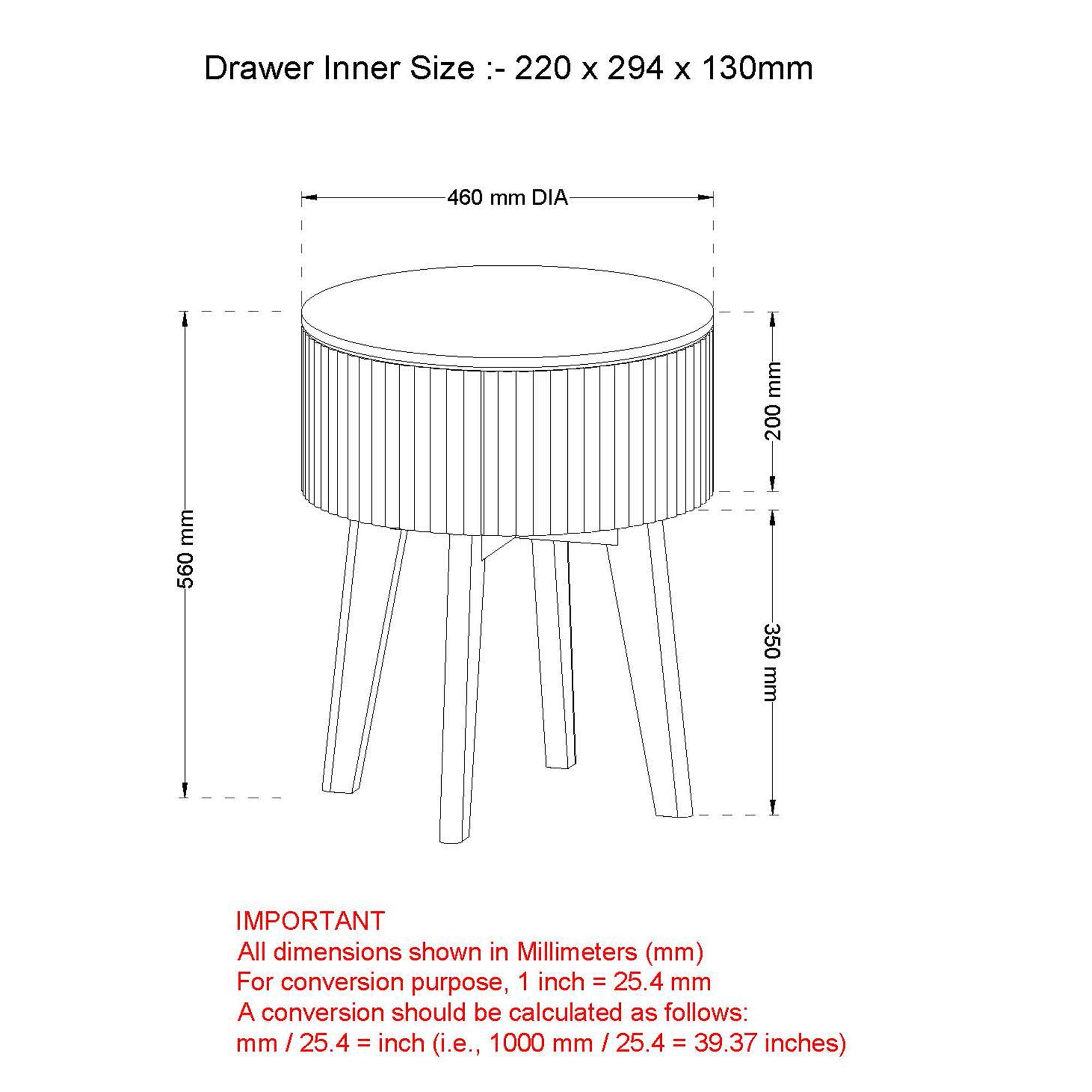 Balark Round 1 Drawer Accent Table in Walnut 8 Balark Round 1 Drawer Accent Table in Walnut - Image 8