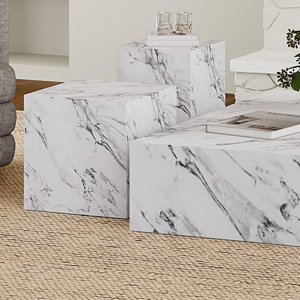 Artemis Contract Grade Square Accent Table in Bulgari White - Image 2