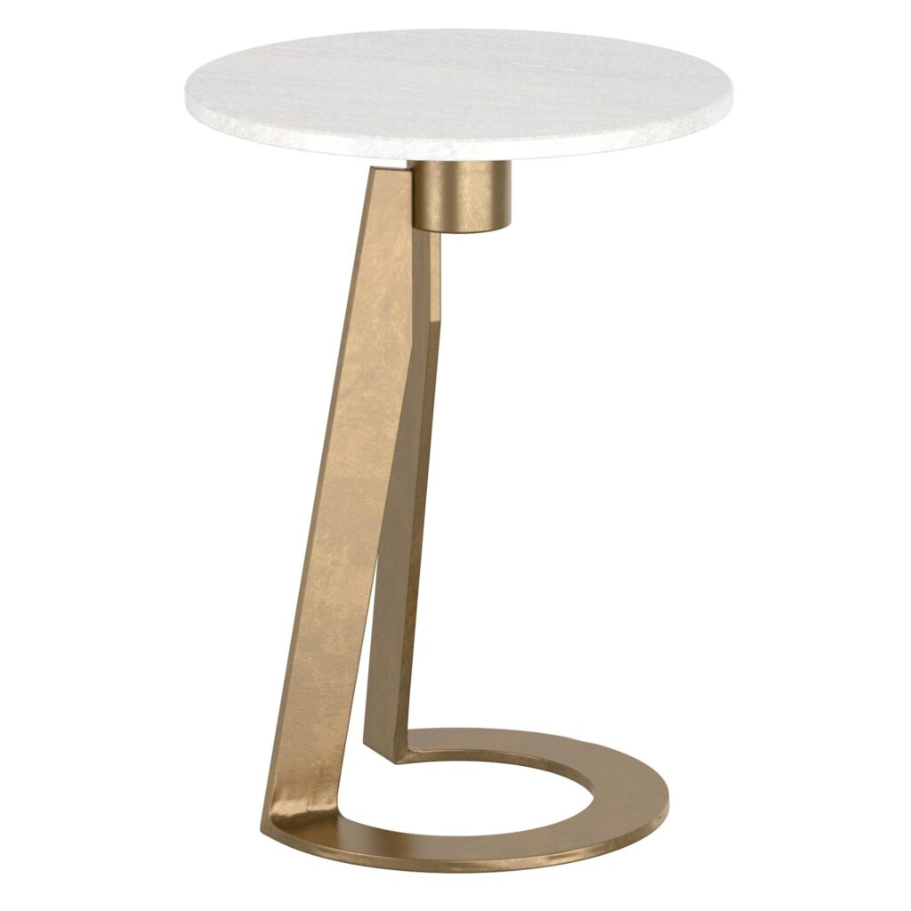 Devas Accent Table in White Marble and Brass