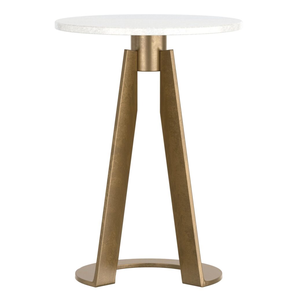 Devas Accent Table in White Marble and Brass - Image 3