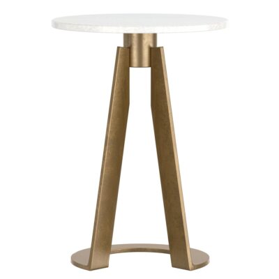Devas Accent Table in White Marble and Brass 501-112WT 501 112WT 2