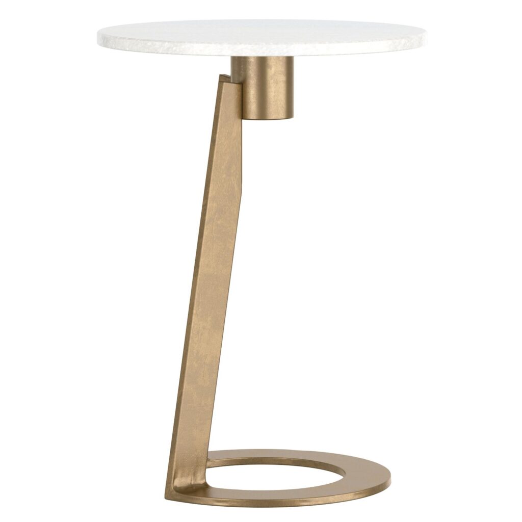 Devas Accent Table in White Marble and Brass - Image 4