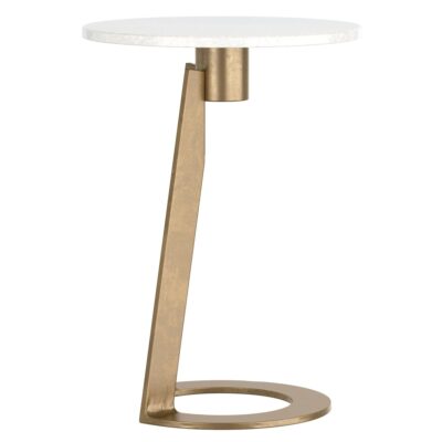 Devas Accent Table in White Marble and Brass 501-112WT 501 112WT 3