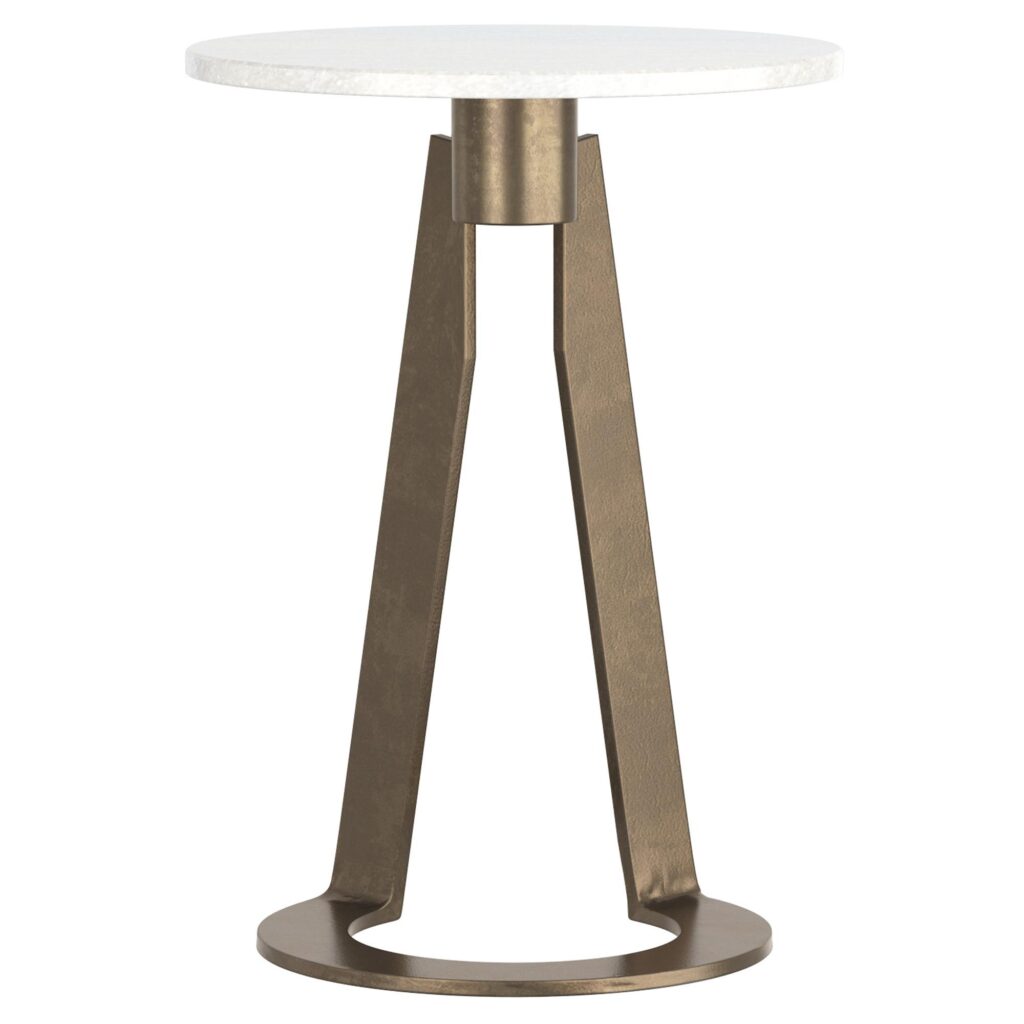Devas Accent Table in White Marble and Brass - Image 5