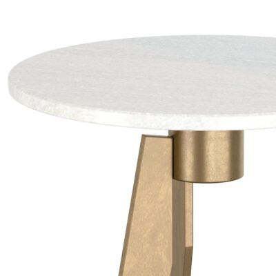 Devas Accent Table in White Marble and Brass 501-112WT 501 112WT 5