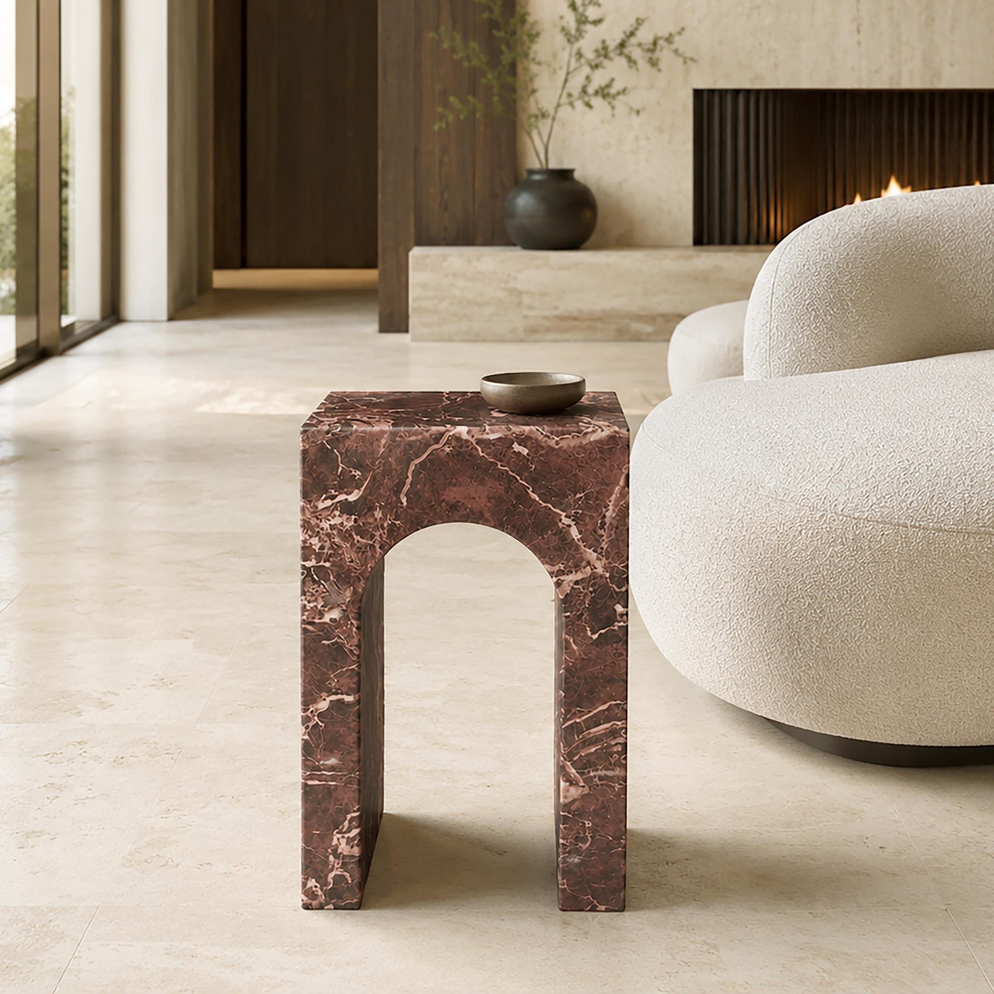 Atticus Square Accent Table in Red Levanto 2 Atticus Square Accent Table in Red Levanto - Image 2