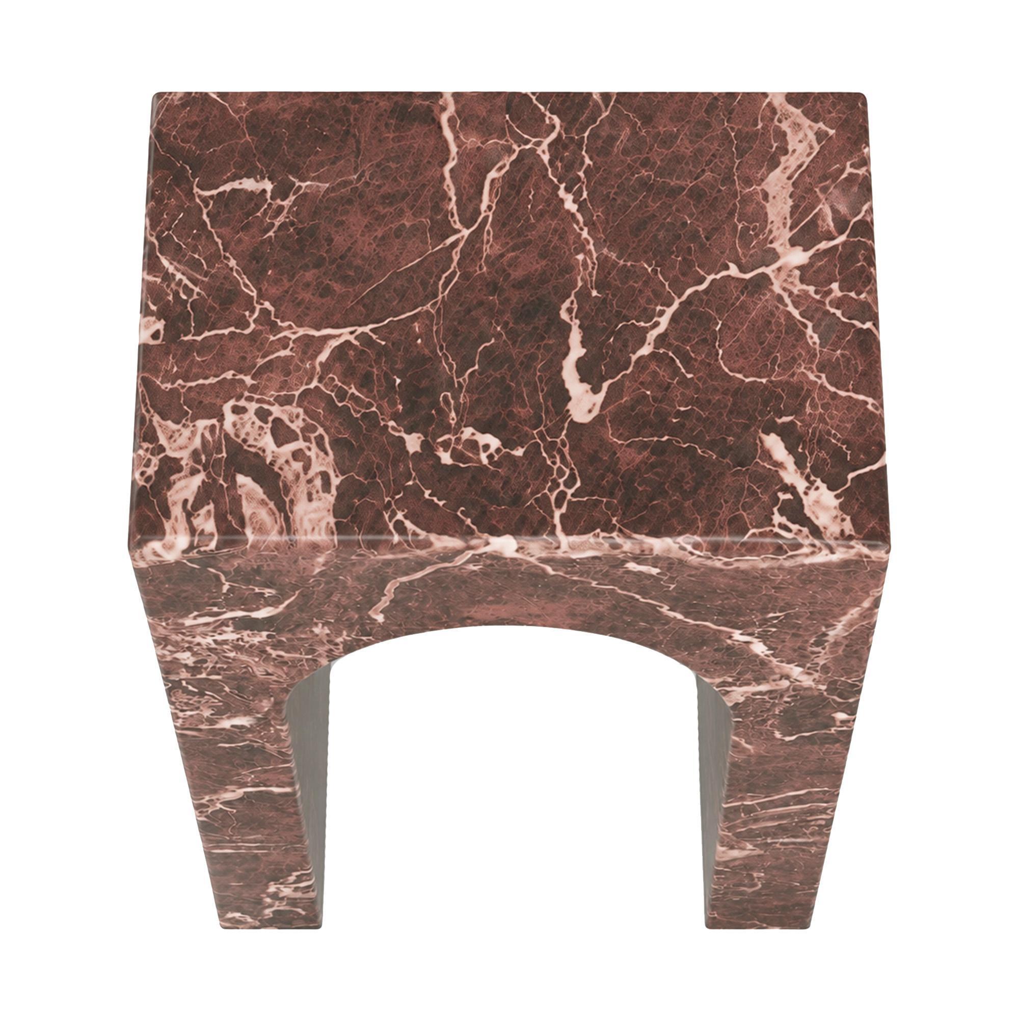 Atticus Square Accent Table in Red Levanto 4 Atticus Square Accent Table in Red Levanto - Image 4