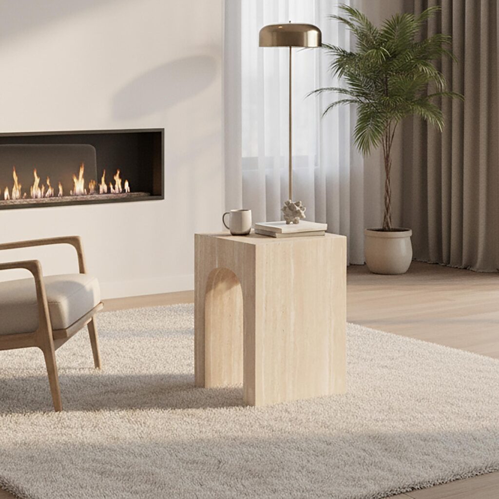Atticus Contract Grade Accent Table in Travertine - Image 2
