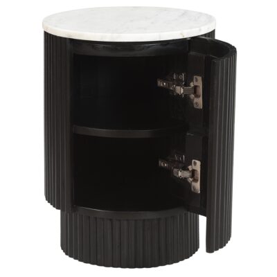 Reyna Round Accent Table with Storage in Black and White 10 Reyna Round Accent Table with Storage in Black and White 501-248BLK 501 248BLK 2