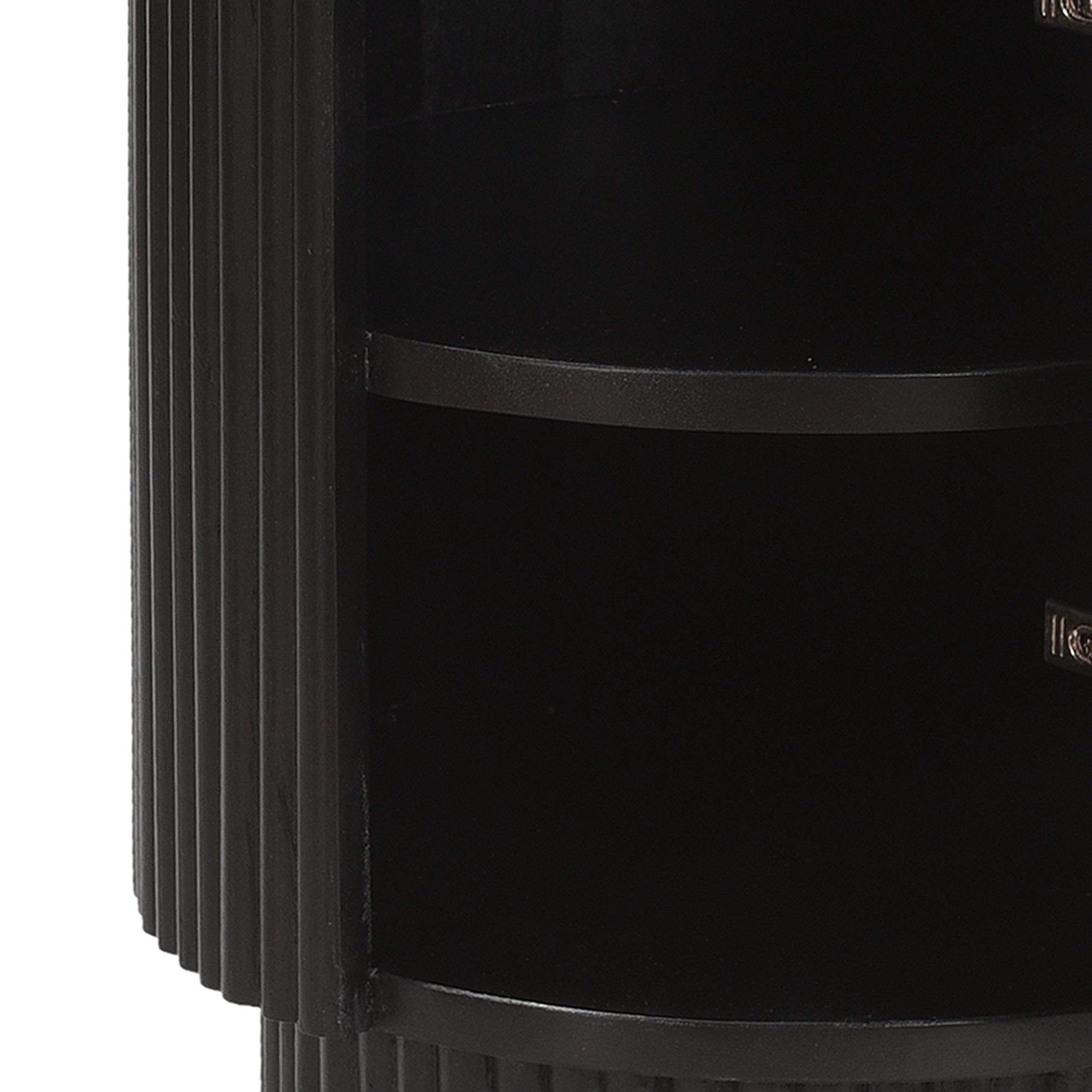 Reyna Round Accent Table with Storage in Black and White 5 Reyna Round Accent Table with Storage in Black and White - Image 5