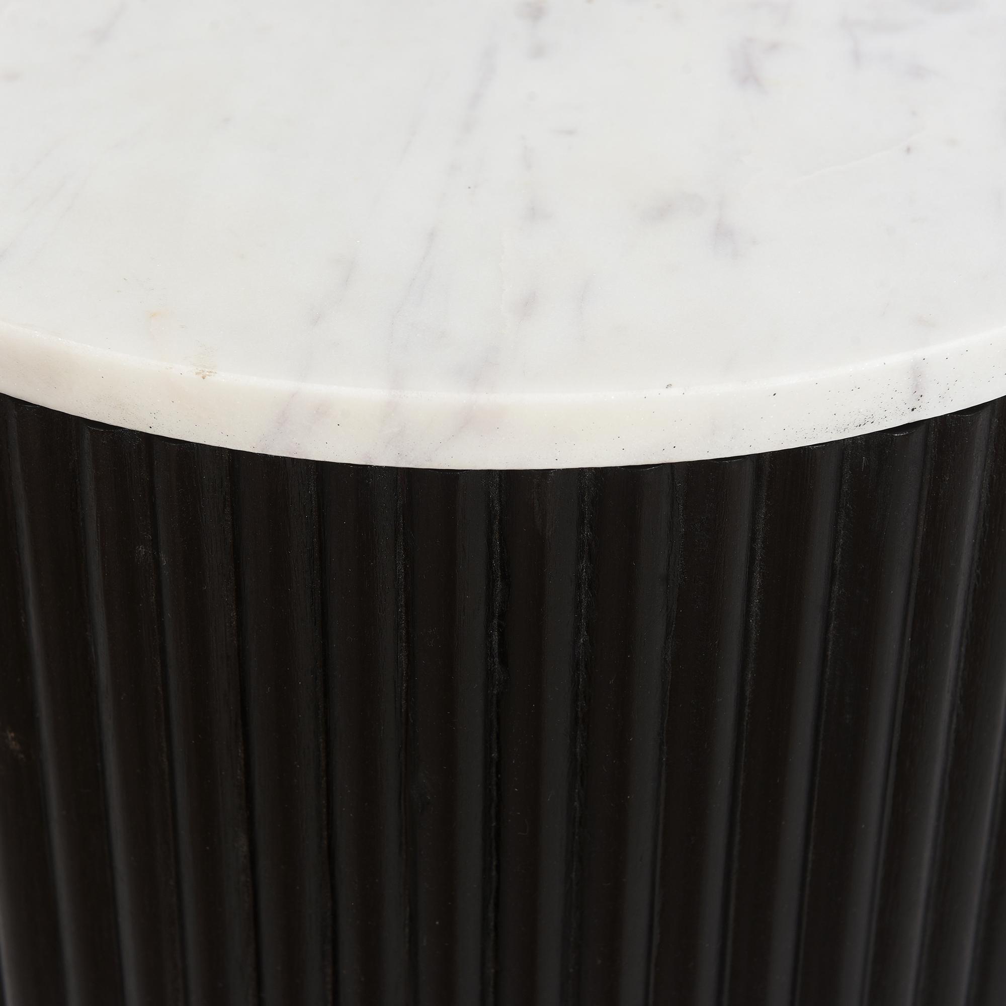 Reyna Round Accent Table with Storage in Black and White 6 Reyna Round Accent Table with Storage in Black and White - Image 6