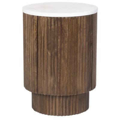 Reyna Round Accent Table with Storage in Walnut and White