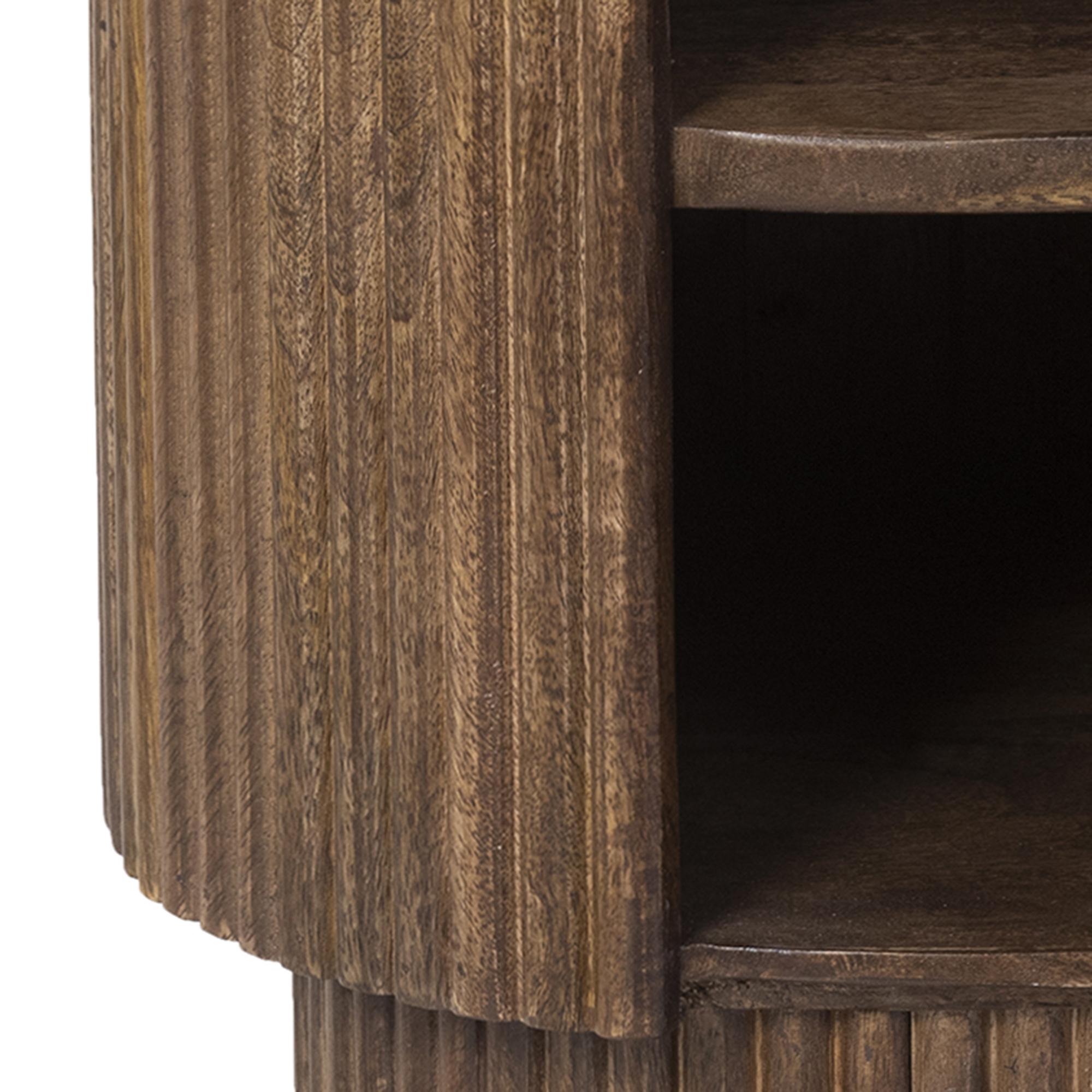 Reyna Round Accent Table with Storage in Walnut and White 5 Reyna Round Accent Table with Storage in Walnut and White - Image 5