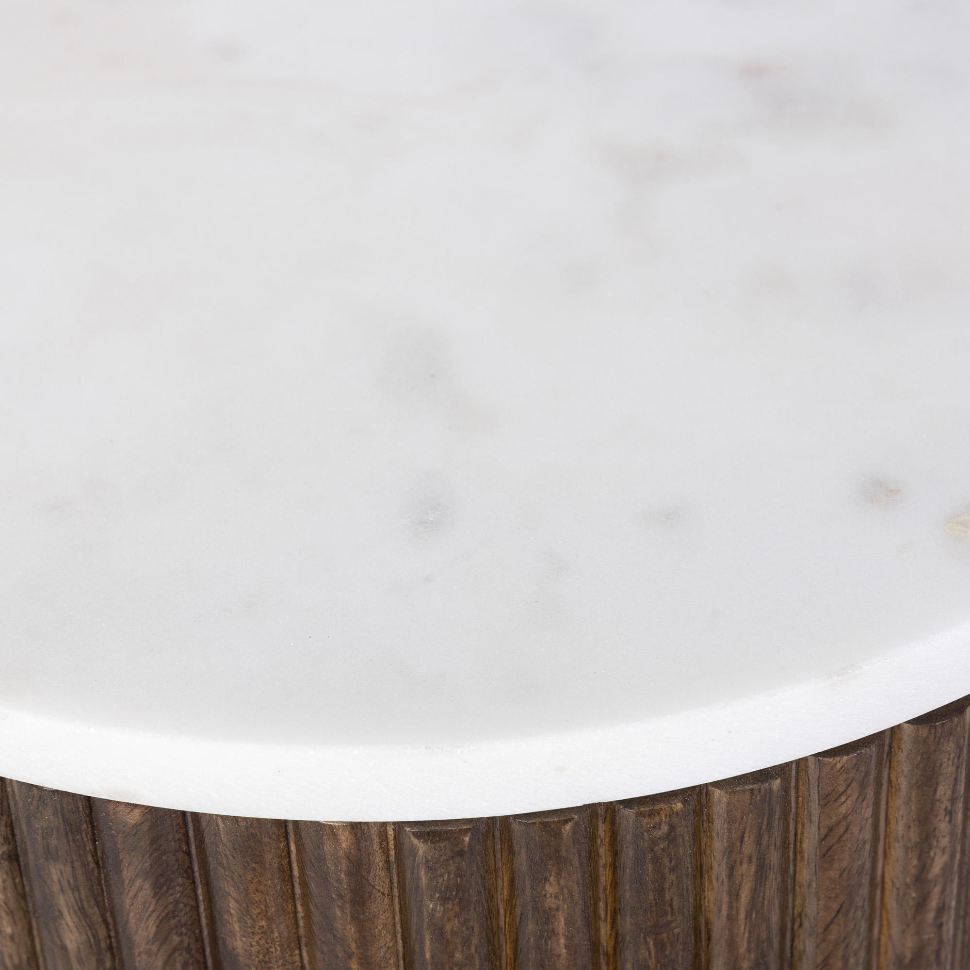 Reyna Round Accent Table with Storage in Walnut and White 6 Reyna Round Accent Table with Storage in Walnut and White - Image 6