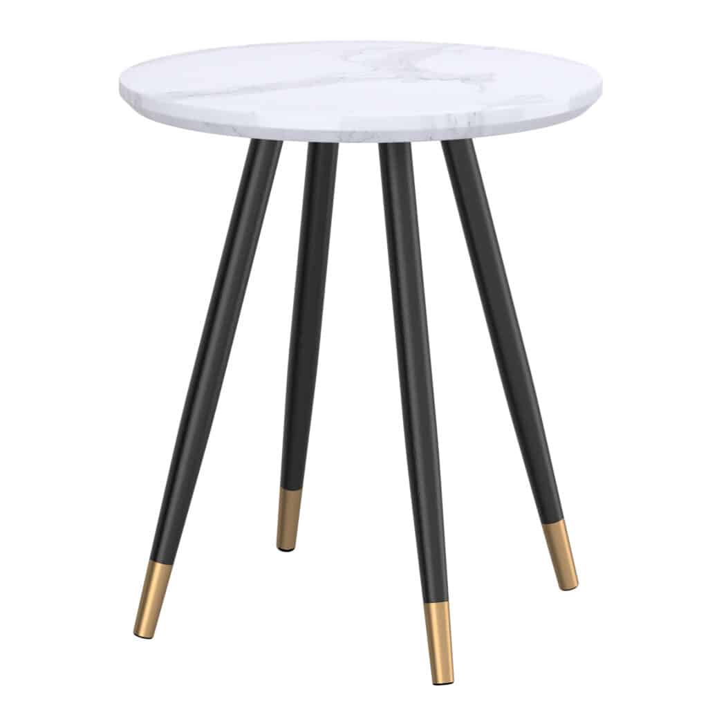 Emery Round Accent Table in White and Black 501-294WT 501 294WT