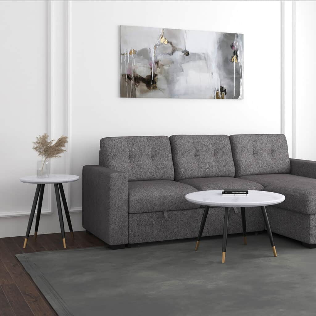 Emery Round Accent Table in White and Black - Image 7