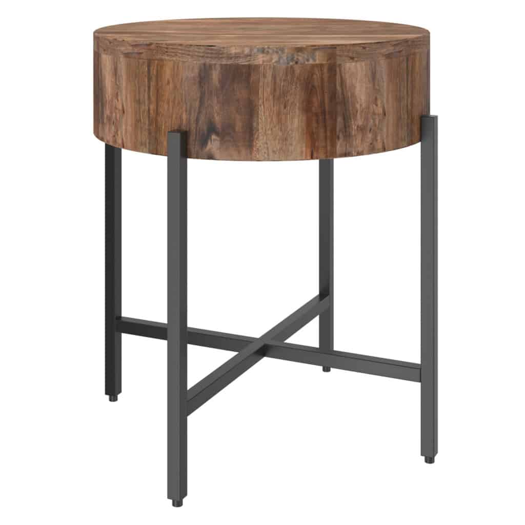 Blox Round Accent Table in Natural and Black 501-528NAT 501 528NAT