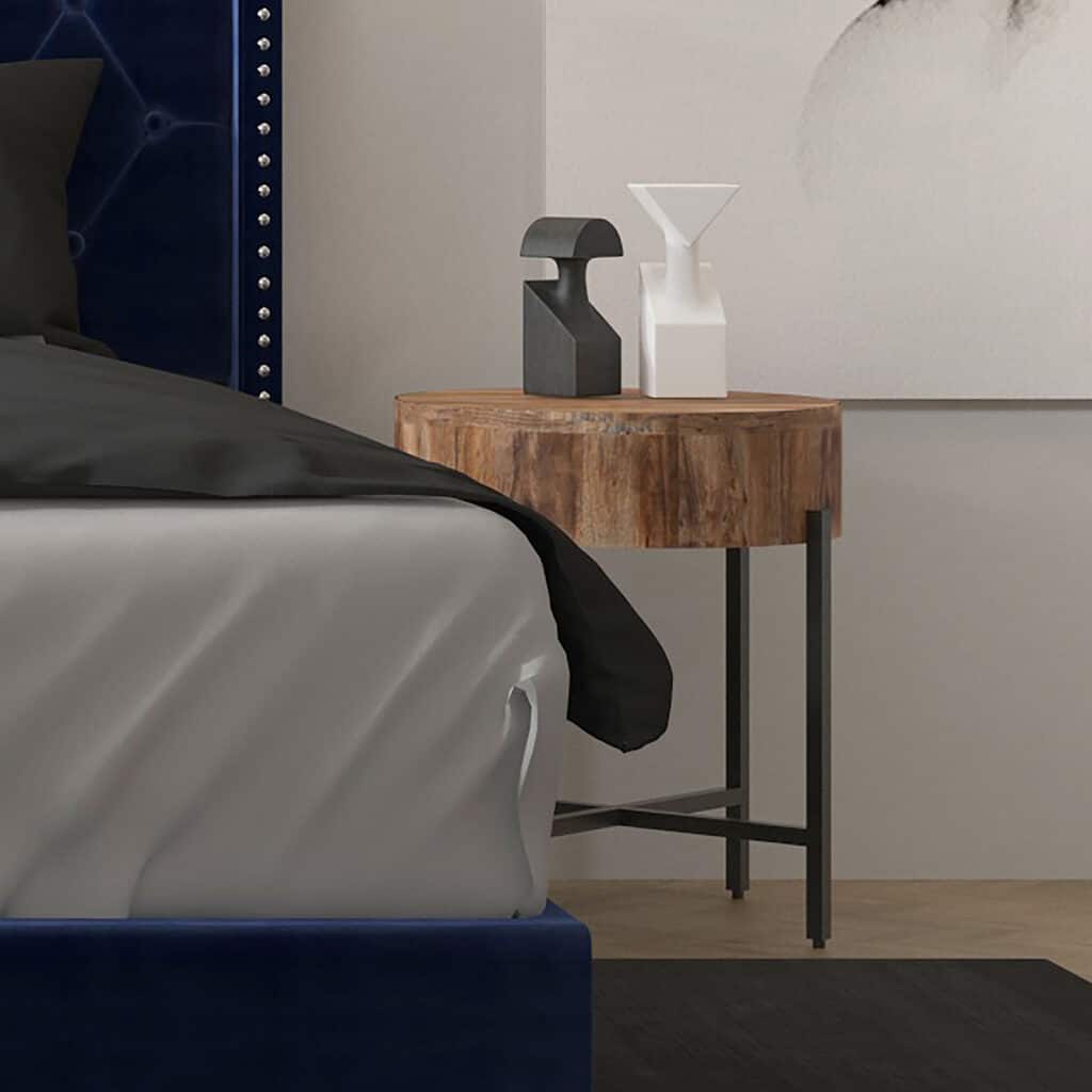 Blox Round Accent Table in Natural and Black - Image 2