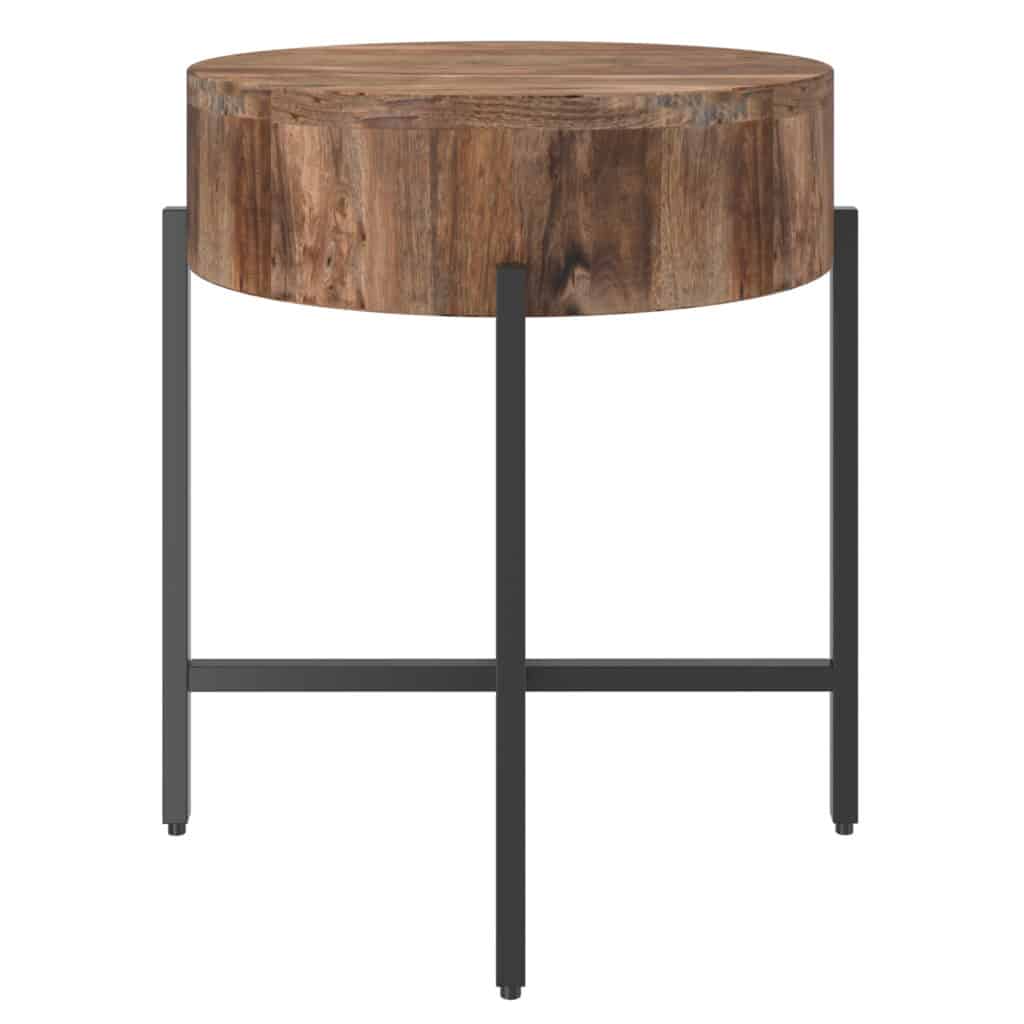 Blox Round Accent Table in Natural and Black - Image 3