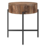 Blox Round Accent Table in Natural and Black 501-528NAT 501 528NAT 2