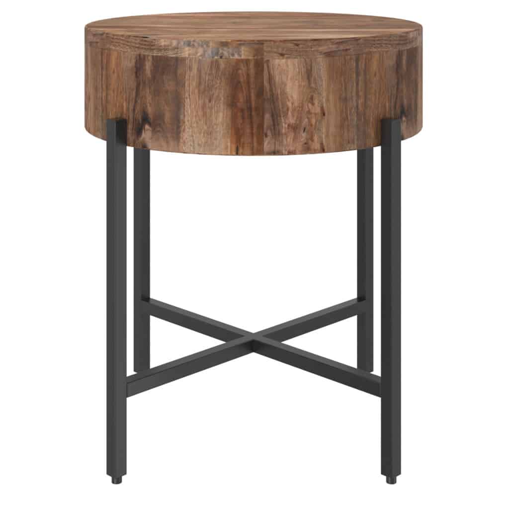 Blox Round Accent Table in Natural and Black - Image 4