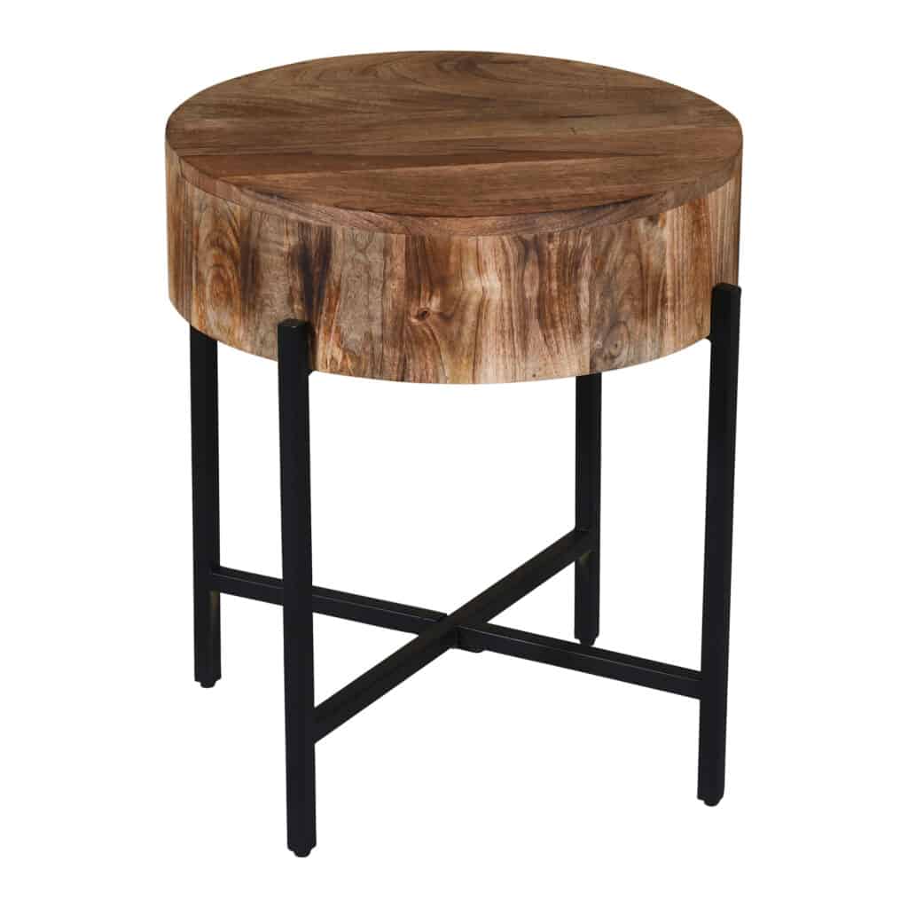 Blox Round Accent Table in Natural and Black - Image 6