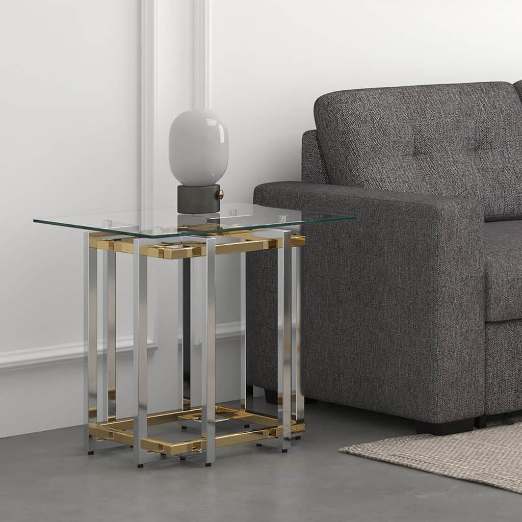 Florina Accent Table in Silver and Gold - Image 2