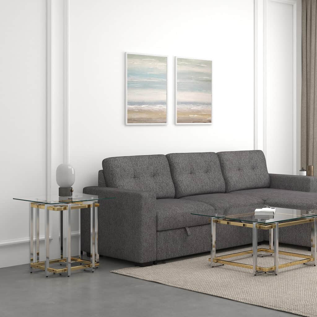 Florina Accent Table in Silver and Gold - Image 6
