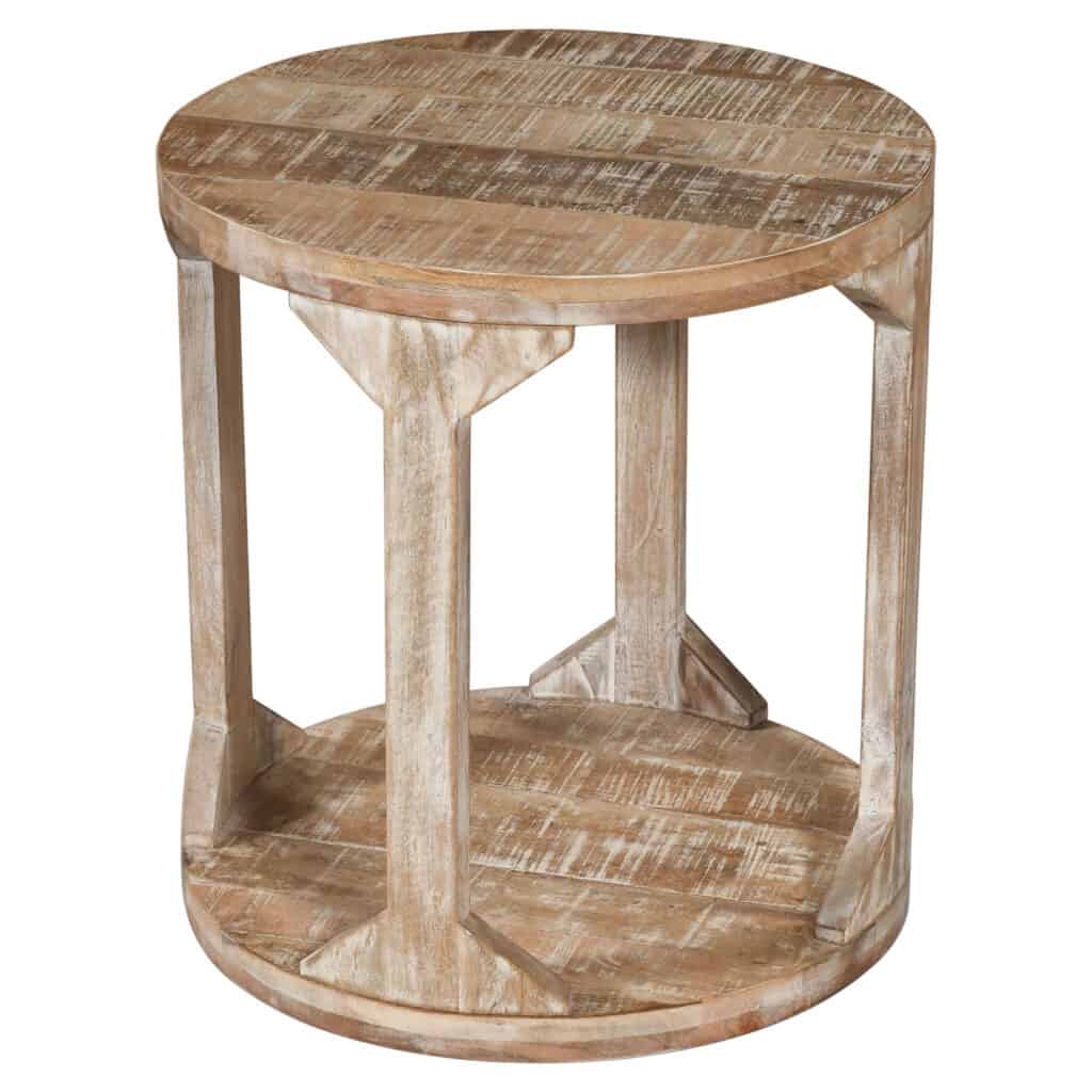 Avni Round Accent Table in Distressed Natural - Image 3
