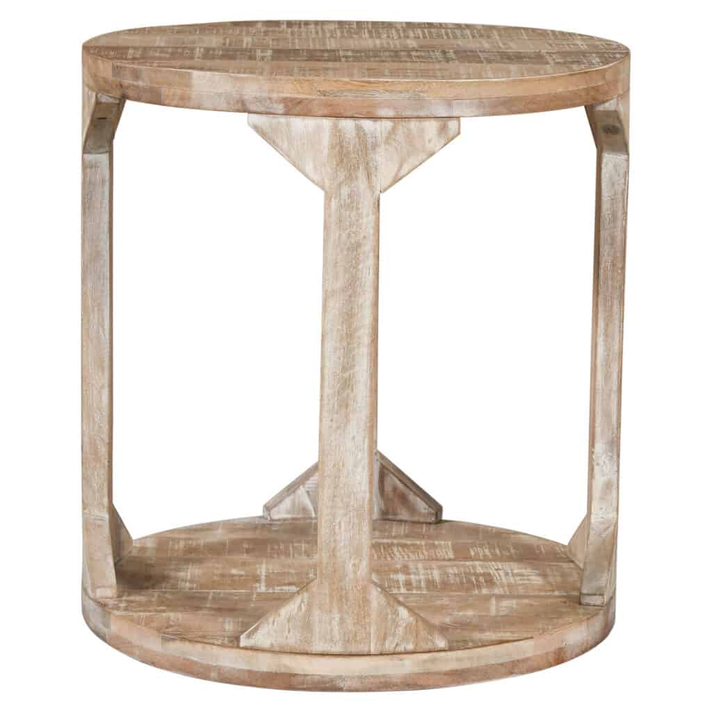 Avni Round Accent Table in Distressed Natural - Image 4