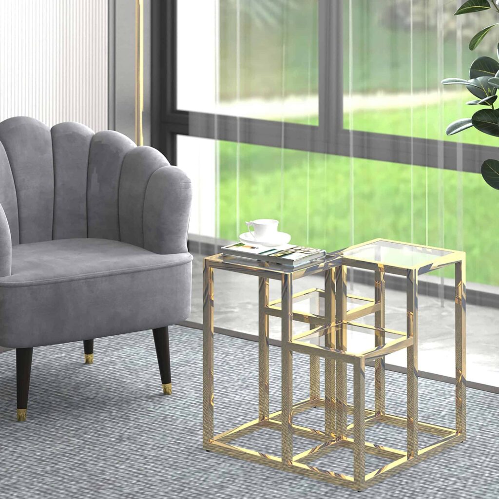 Casini Accent Table in Gold - Image 2